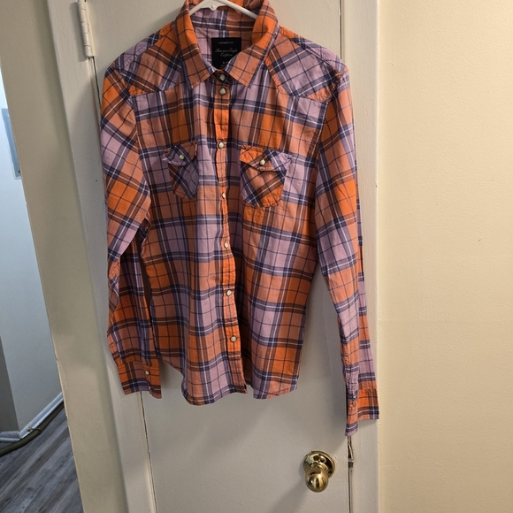 American Eagle Outfitter Plaid Snap Button Up Shirt  Size XL - Picture 4 of 9